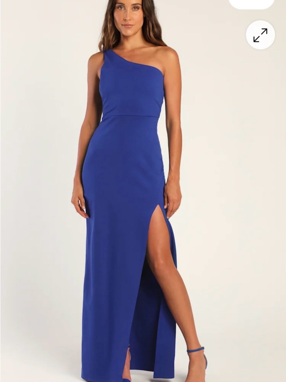 Lulu's One-Shoulder Cobalt Blue Evening Gown